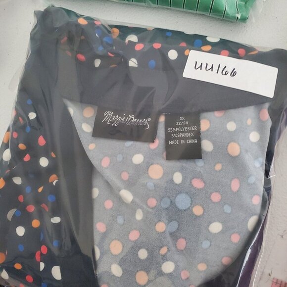 Maggie Barnes Womens Blue Polka Dot Crossover Blouse Size 2X V Neck 3/4 Sleeve - Picture 11 of 11